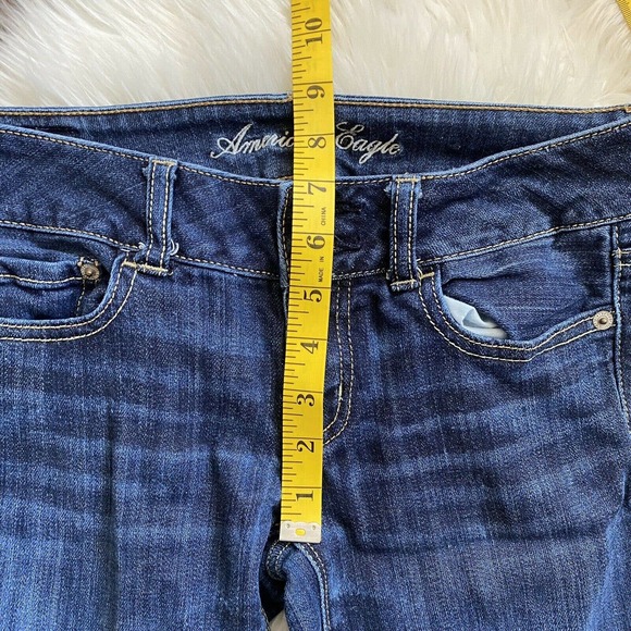 American Eagle Outfitters Blue Jean Denim Artist Stretch Size 2 Regular Med Dark - Picture 8 of 10